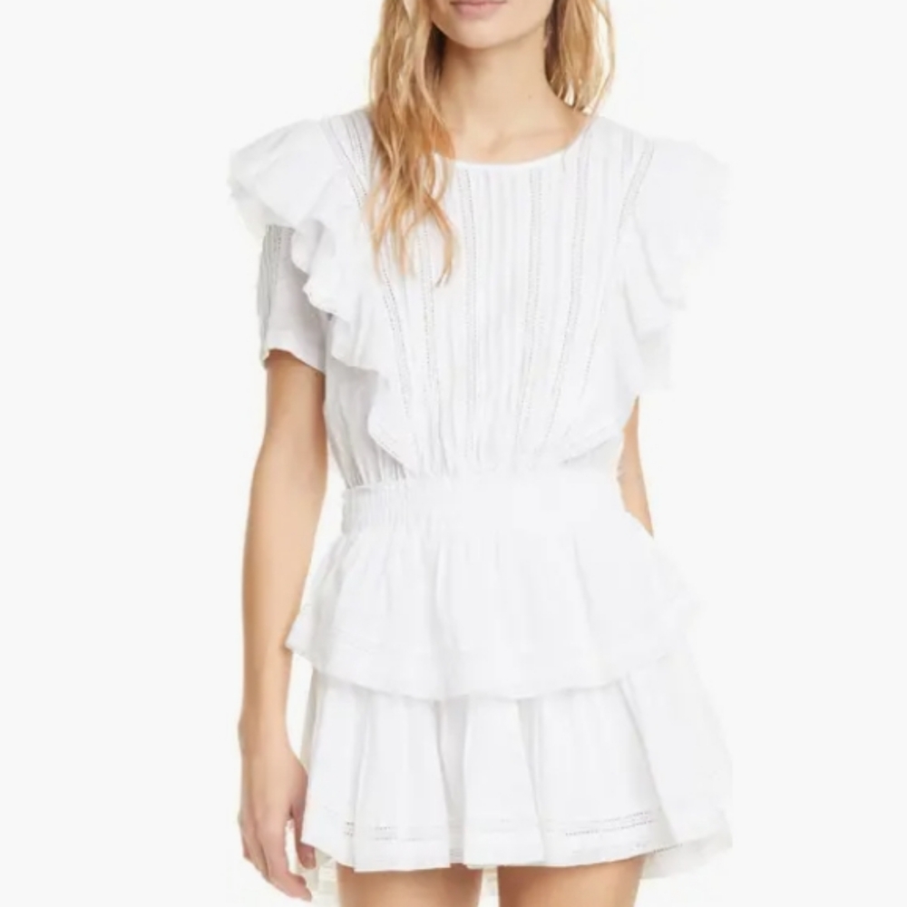 LoveShackFancy Natasha Ruffled Tiered Mini Dress